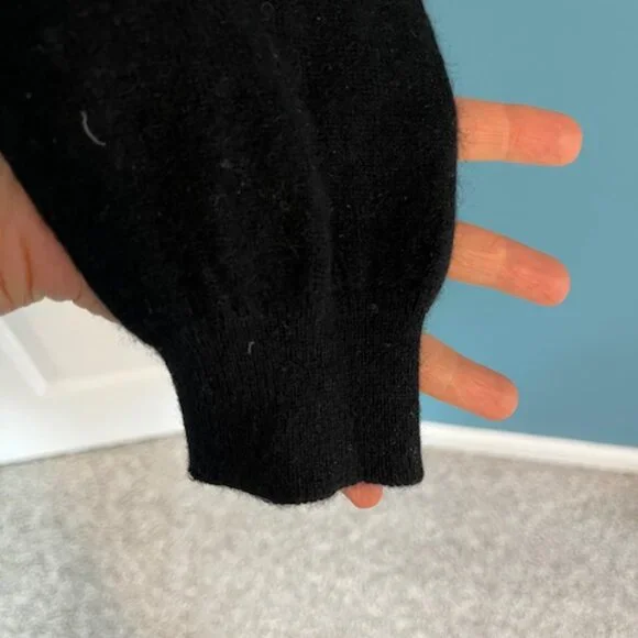 Black 2-ply Cashmere Mock Turtleneck - Picture 3 of 3